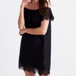 Madewell Black Lace Off the Shoulder Dress